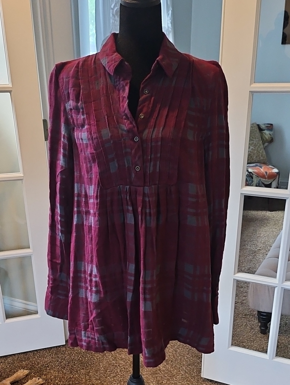 Free People Flannel And Georgette Tunic